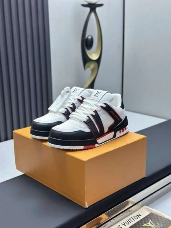Louis Vuitton White Red Trainer Sneaker