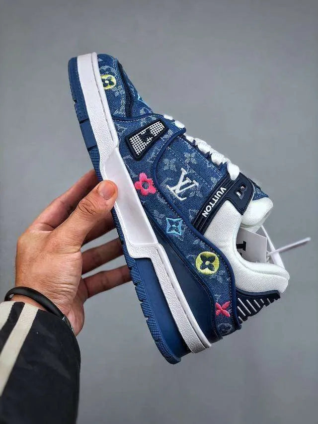 Louis Vuitton Blue Denim Embroidered Trainer