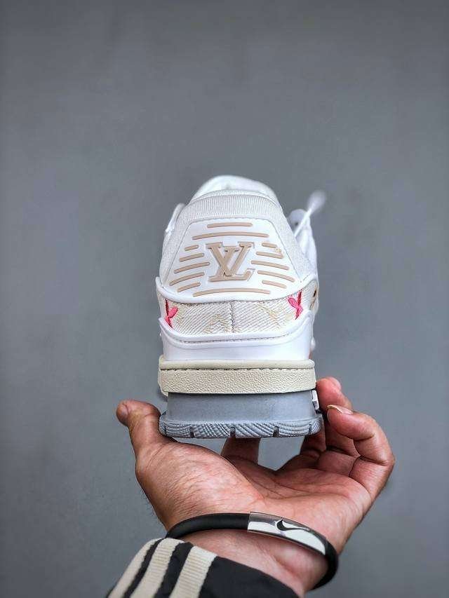 Louis Vuitton White Denim Embroidered Trainer