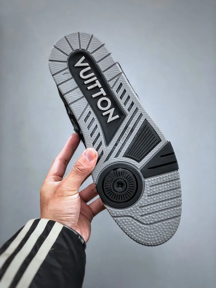 Louis Vuitton Black Grey Denim Monogram Trainer