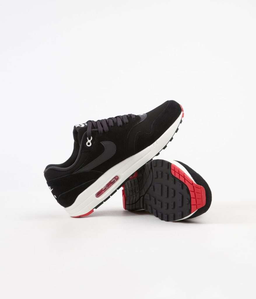 Nike Air Max 1 Premium Black University Red Sail Oil Grey STASP